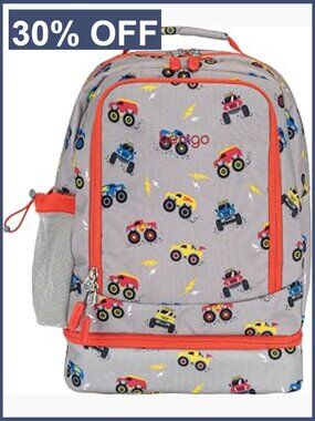 2-in-1 Backpack & Insulated Lunch Bag, 16.5" H, 3 Pockets, 2 Compartments